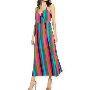 Leith Striped Long Full Length Maxi Wrap Sleeveless Women's Colorful Dress | XS